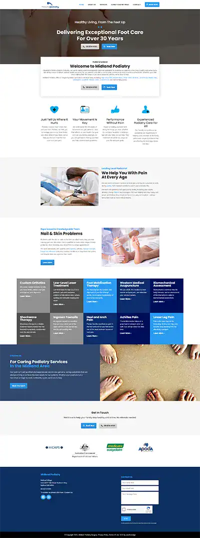 Podiatry clinic offering foot care, pain relief, and injury treatment in Midland.
