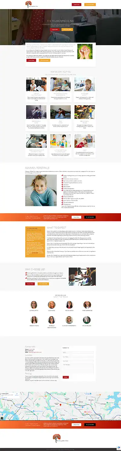 Child and adolescent mental health support at The Young Mind Clinic.