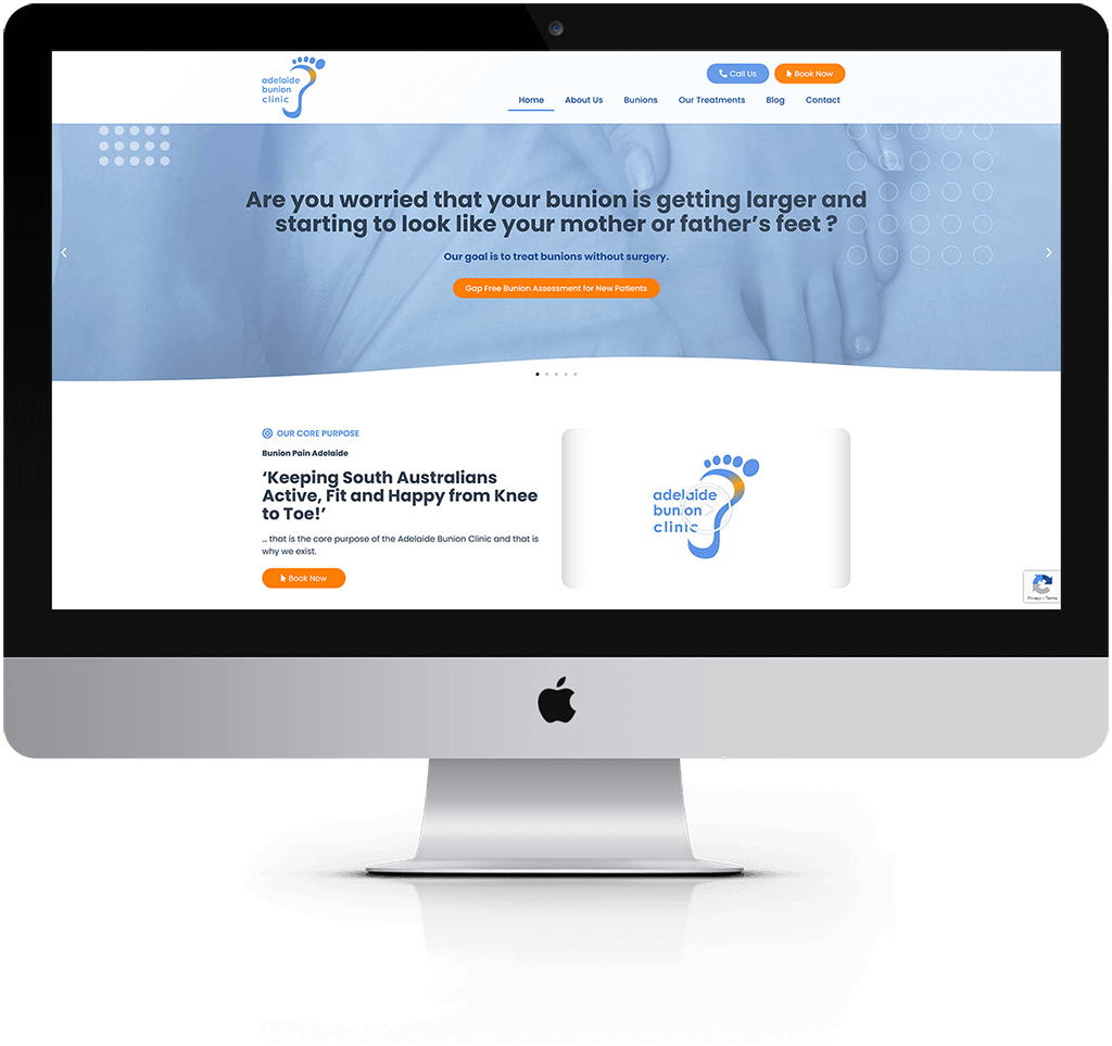 Adelaide Bunion Clinic Desktop Mockup