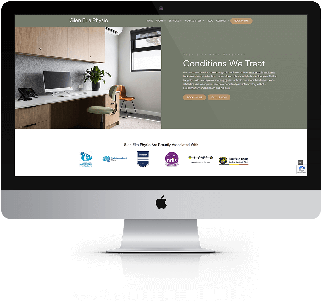 Glen Eira Physio Desktop Mockup