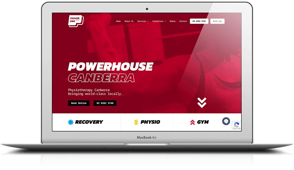 PowerHouse Physio Laptop Mockup