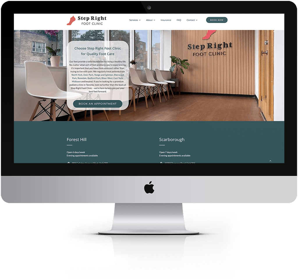 Step Right Foot Clinic Desktop Mockup