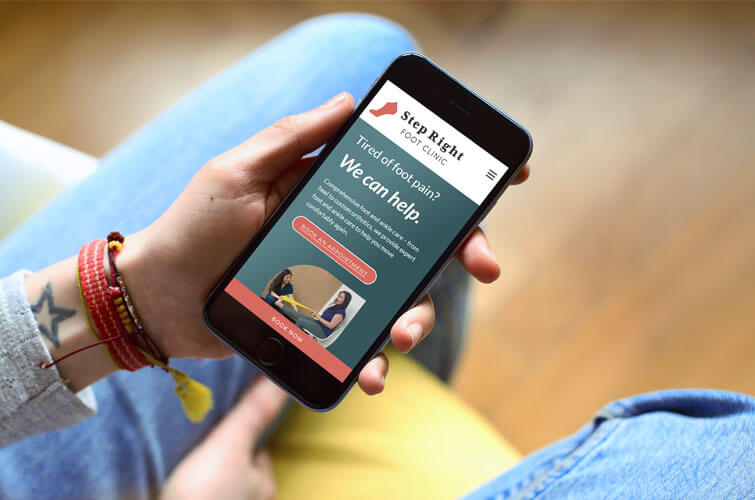 Step Right Foot Clinic Phone Mockup