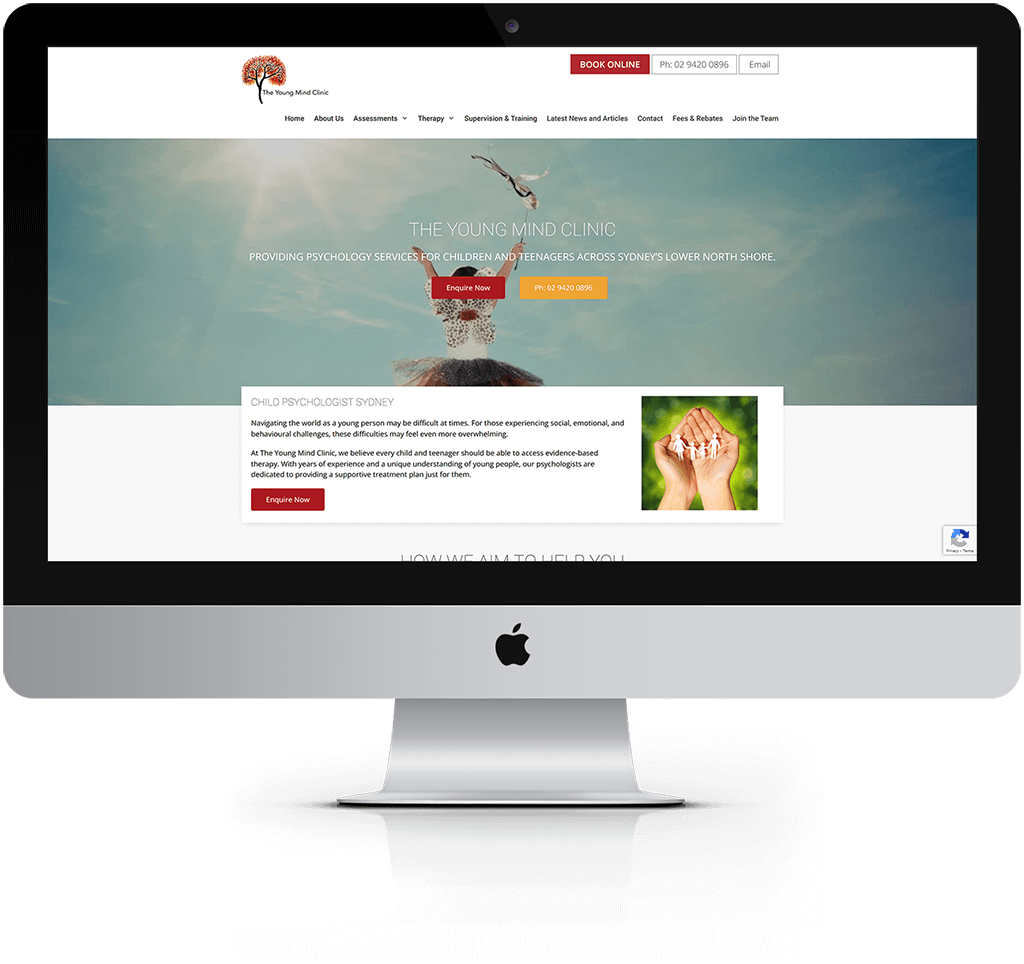 Young Mind Clinic Desktop Mockup