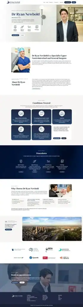 Medical practice website homepage for healthcare professionals and patients.